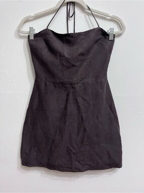 Strapless Black Mini Dress with Halter Tie
